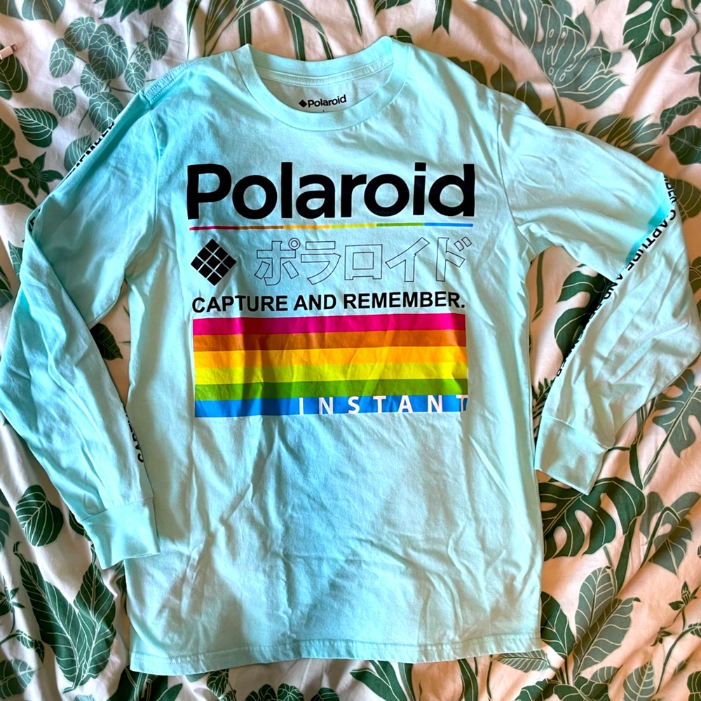 Polaroid unisex long-sleeve light blue graphic shirt